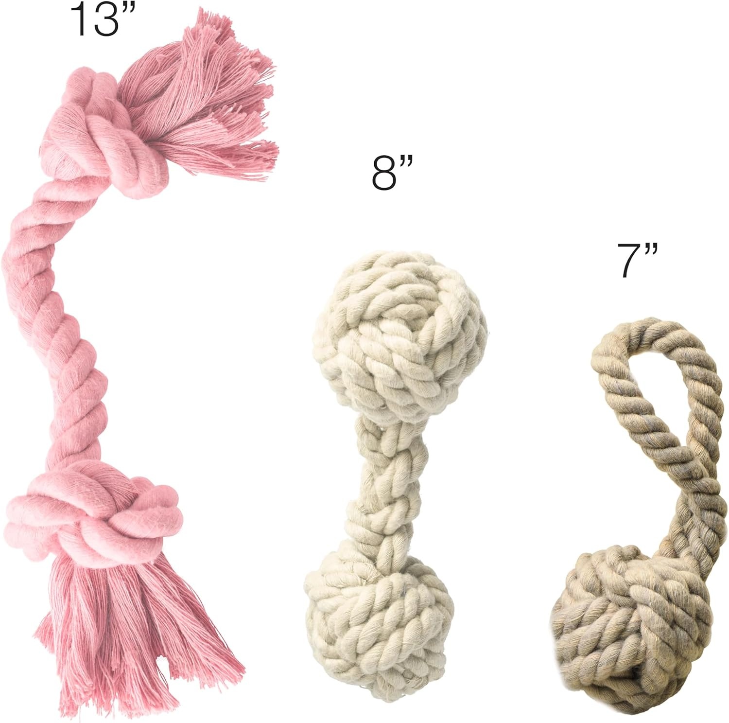 image:imagePet Passion Brady The Rope Tug Toy 3Pack Organic Cotton Dog Rope Pull Toys for All Pet Breeds Black Ombre One SizePink Salt