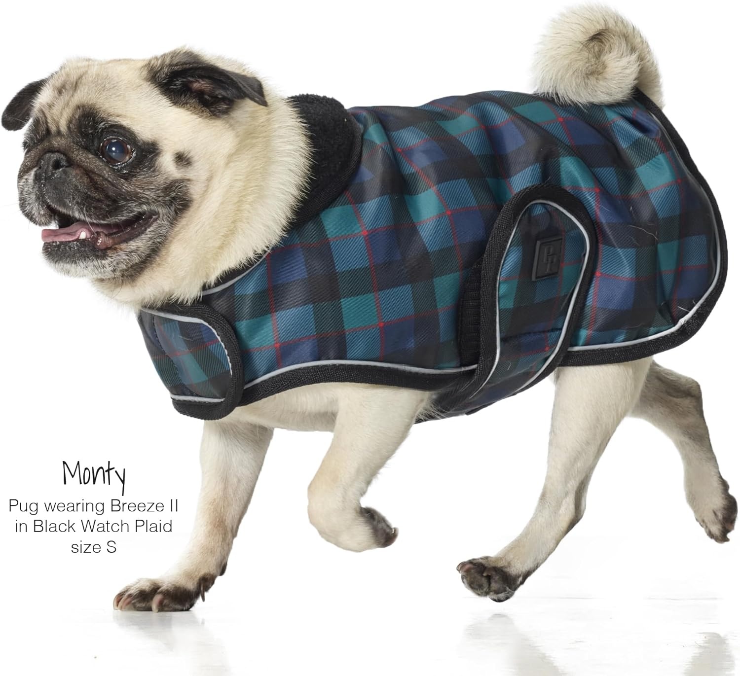 image:imagePet Passion Breeze II The Windbreaker Water Resistant Pet Raincoat Vegan Fur and Lined Pet Jacket for Small Medium Large Dogs Black Large 4060 lbsBlack Watch Plaid