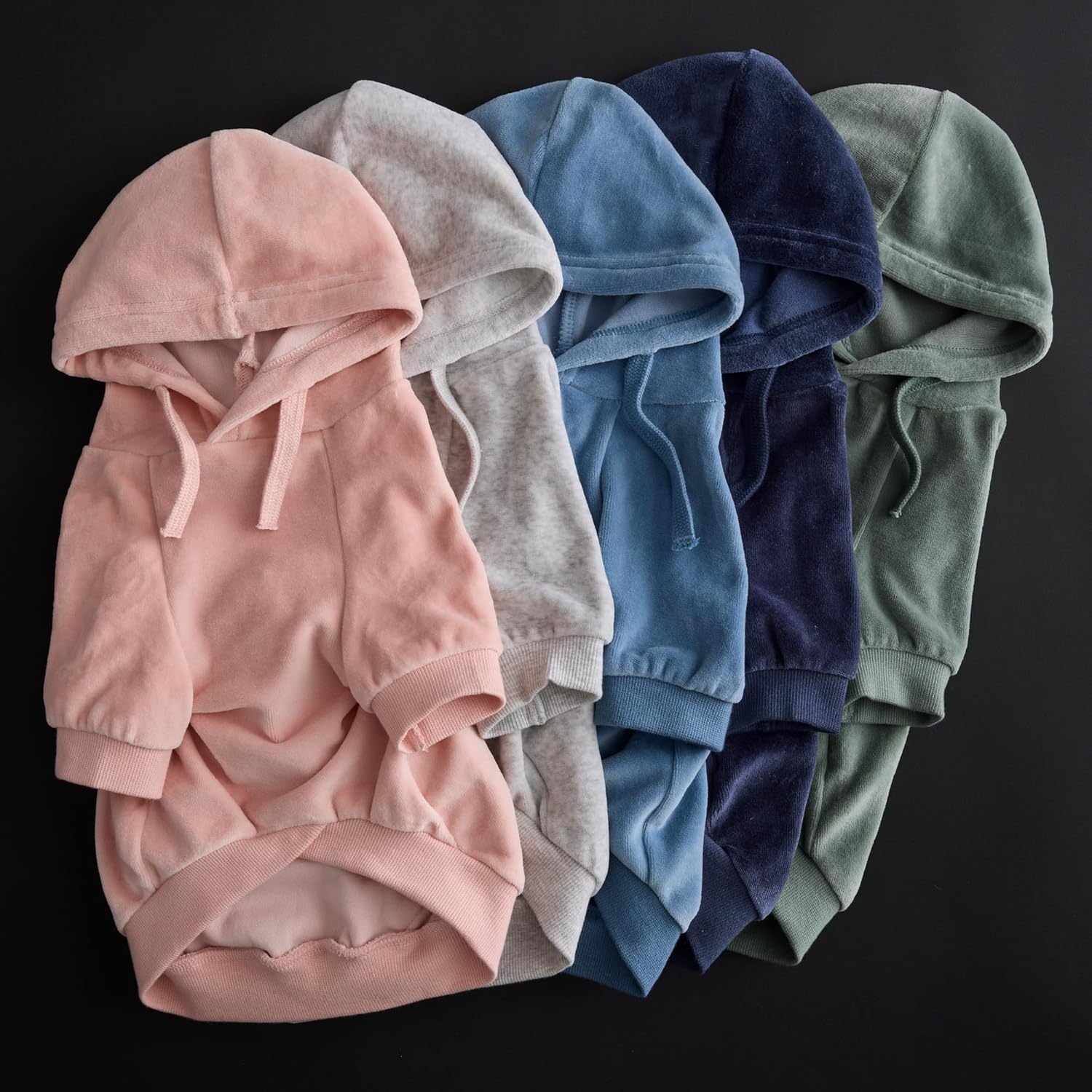 image:imagePet Passion Cooper II Organic Cotton Velour Dog Hoodie Pet Coat for Small Medium and Large Dogs Black XXSmall 47 lbsFaded Denim