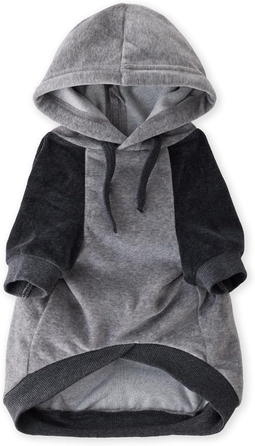 image:imagePet Passion Cooper II Organic Cotton Velour Dog Hoodie Pet Coat for Small Medium and Large Dogs Black XXSmall 47 lbsHeather Gray Color Block
