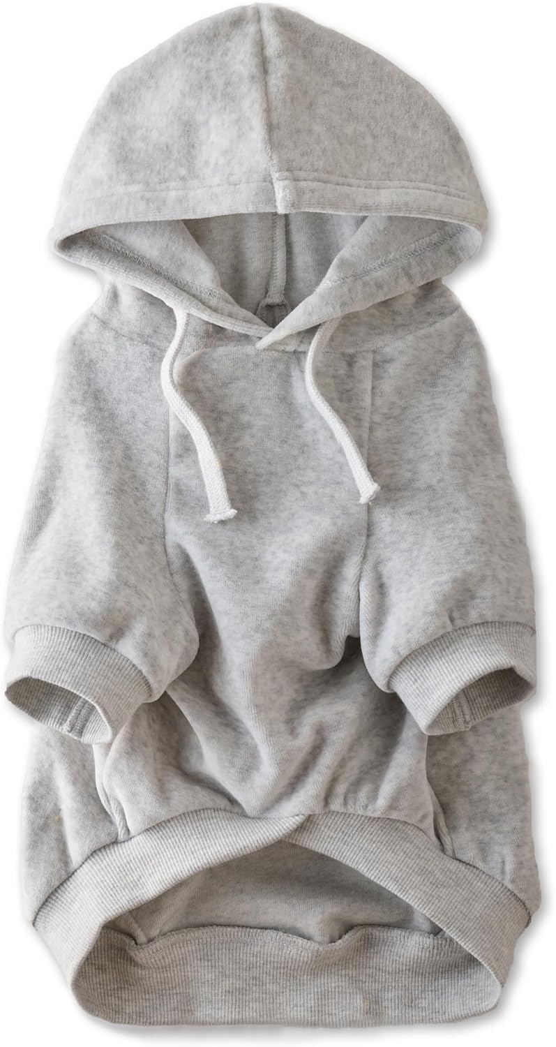 image:imagePet Passion Cooper II Organic Cotton Velour Dog Hoodie Pet Coat for Small Medium and Large Dogs Black XXSmall 47 lbsLight Heather Gray