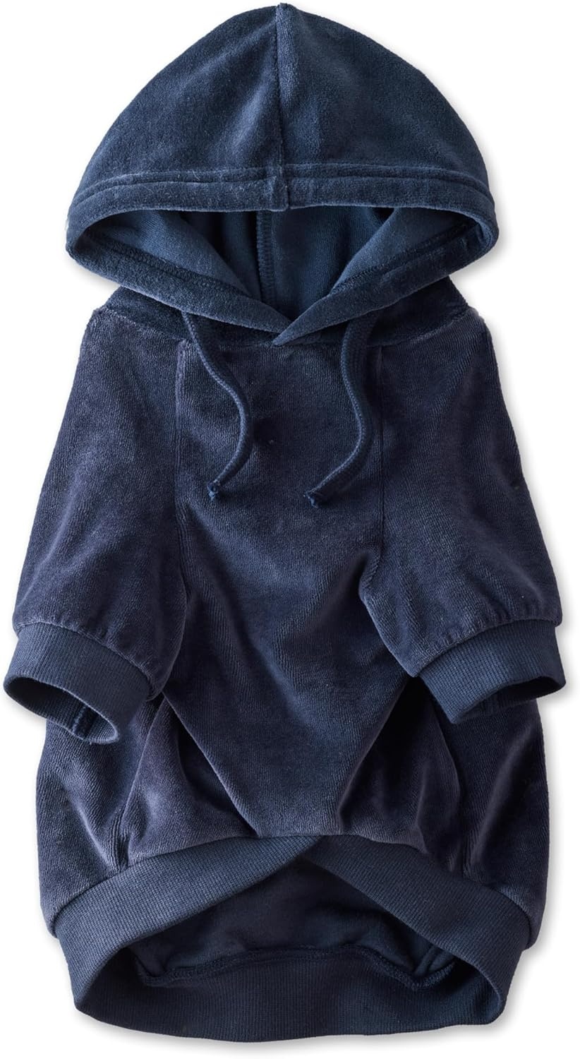 image:imagePet Passion Cooper II Organic Cotton Velour Dog Hoodie Pet Coat for Small Medium and Large Dogs Black XXSmall 47 lbsNavy
