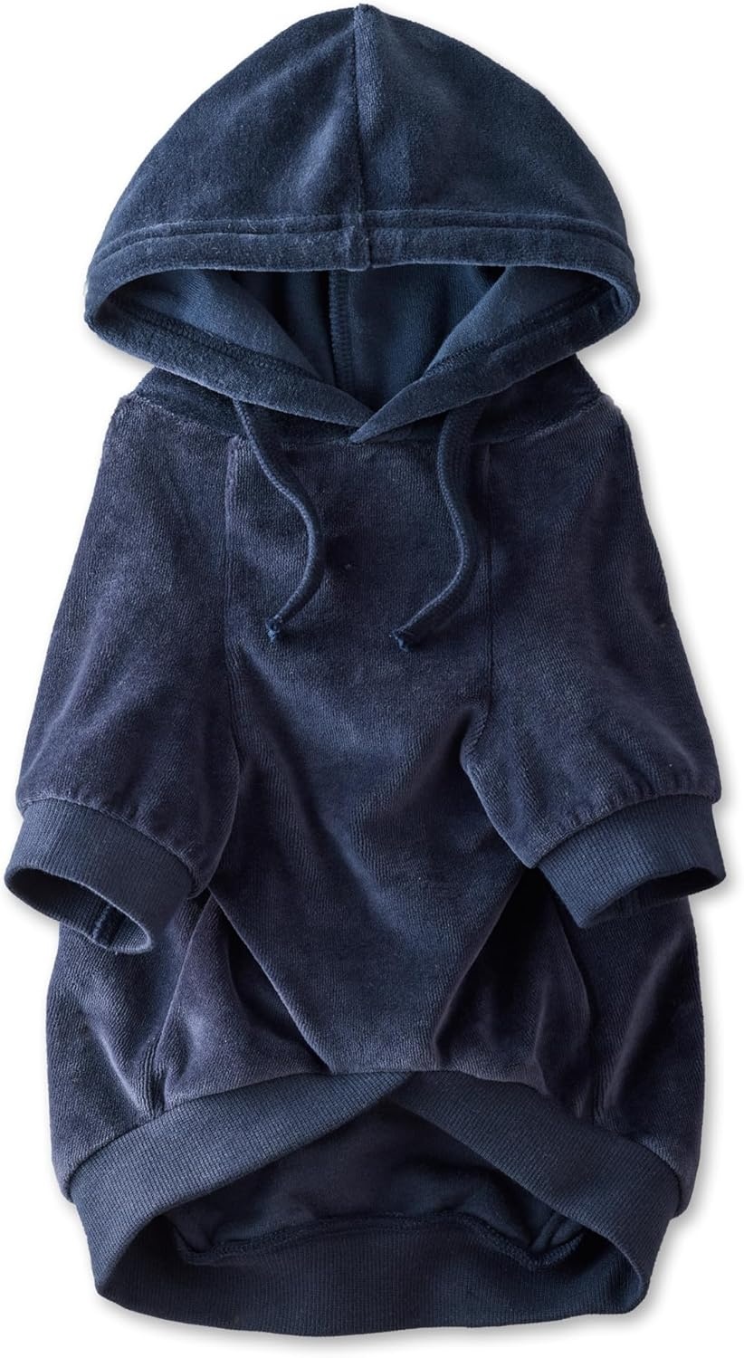 image:imagePet Passion Cooper II Organic Cotton Velour Dog Hoodie Pet Coat for Small Medium and Large Dogs Black XXSmall 47 lbsNavy