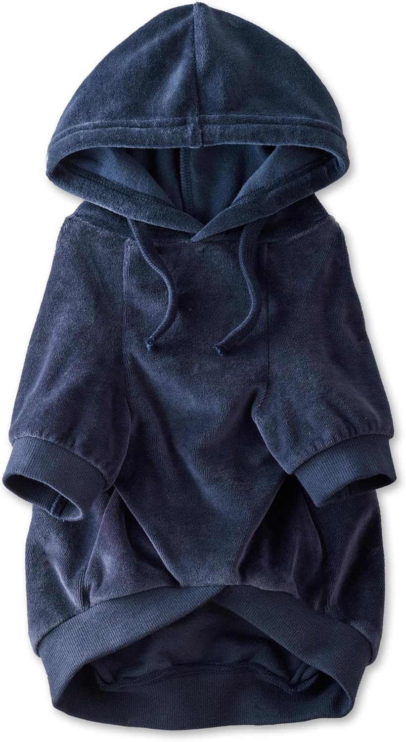 image:imagePet Passion Cooper II Organic Cotton Velour Dog Hoodie Pet Coat for Small Medium and Large Dogs Black XXSmall 47 lbsNavy