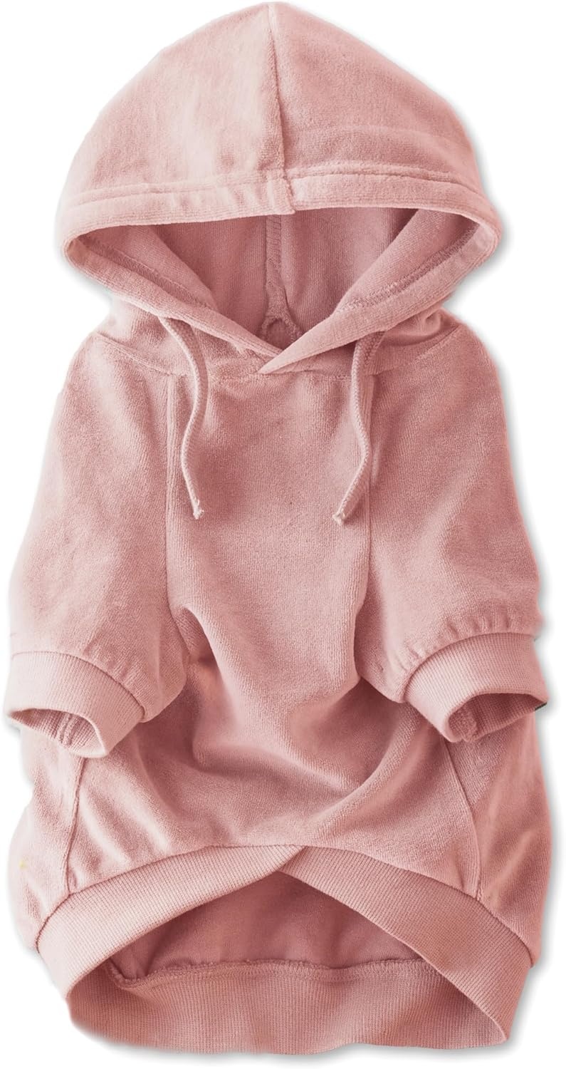image:imagePet Passion Cooper II Organic Cotton Velour Dog Hoodie Pet Coat for Small Medium and Large Dogs Black XXSmall 47 lbsPink