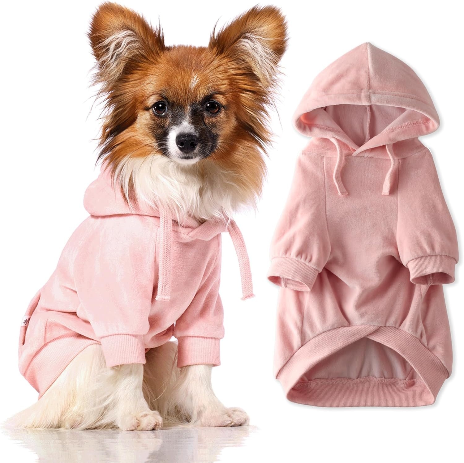 image:imagePet Passion Cooper II Organic Cotton Velour Dog Hoodie Pet Coat for Small Medium and Large Dogs Black XXSmall 47 lbsPink
