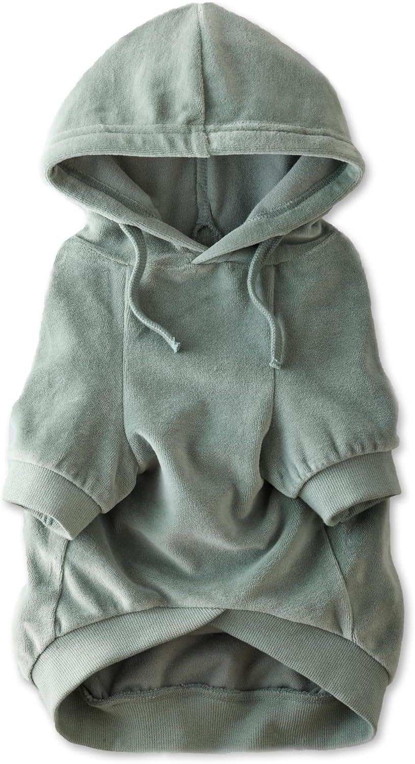 image:imagePet Passion Cooper II Organic Cotton Velour Dog Hoodie Pet Coat for Small Medium and Large Dogs Black XXSmall 47 lbsSage