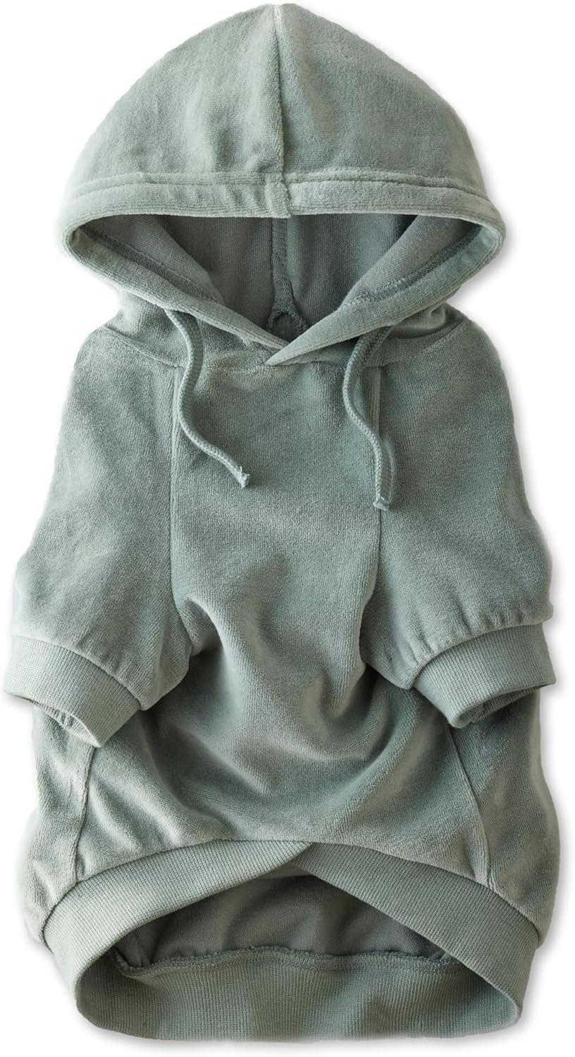 image:imagePet Passion Cooper II Organic Cotton Velour Dog Hoodie Pet Coat for Small Medium and Large Dogs Black XXSmall 47 lbsSage