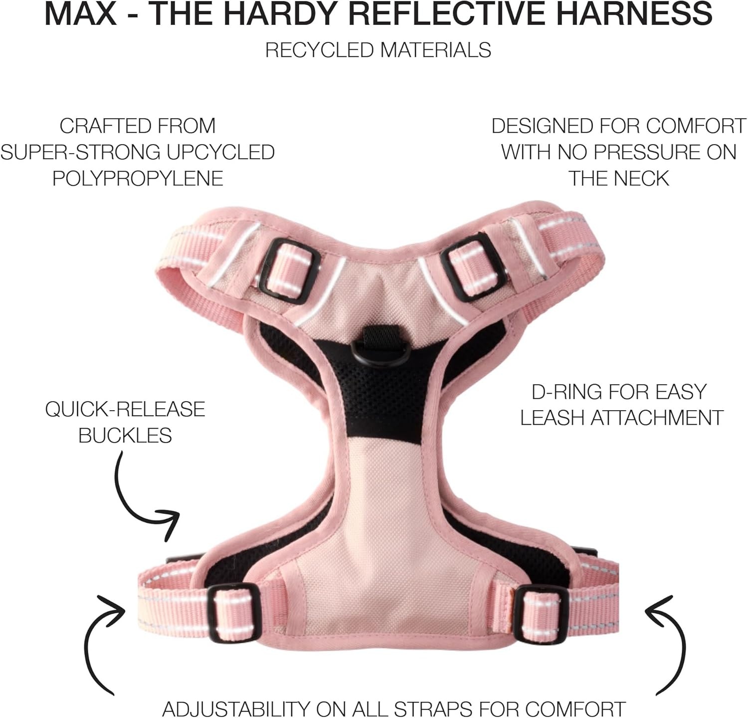 image:imagePet Passion MAX THE Hardy Reflective Harness Black LargePINK