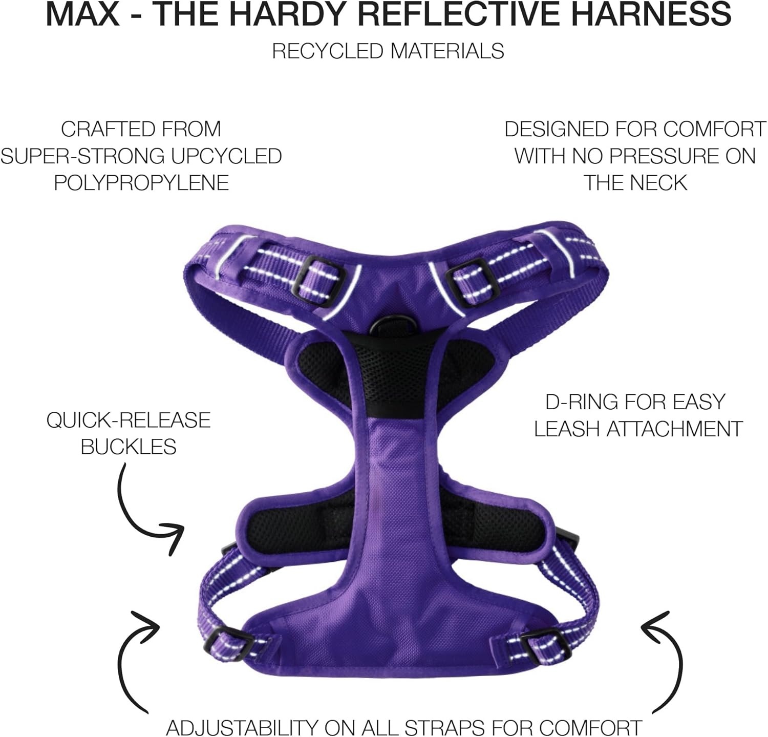 image:imagePet Passion MAX THE Hardy Reflective Harness Black LargePURPLE