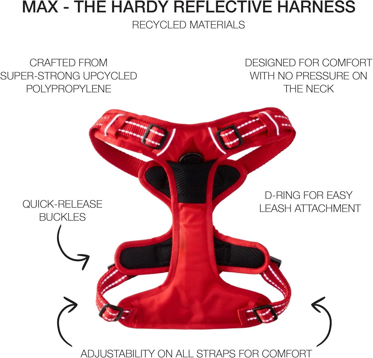 image:imagePet Passion MAX THE Hardy Reflective Harness Black LargeRED