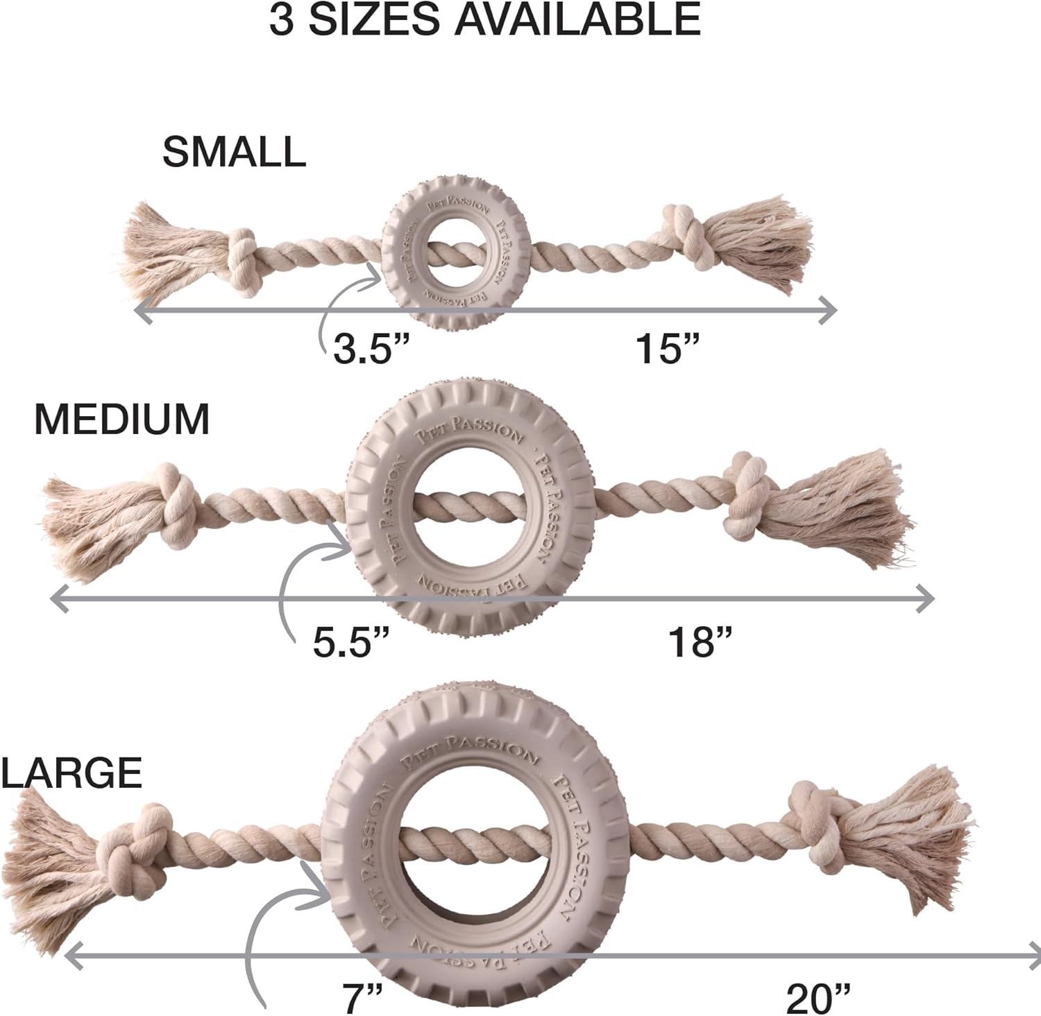 image:imagePet Passion Natural Rubber Tire and Organic Cotton Rope Pull and Chew Dog Toy for All Pet Breeds Black LargeAlmond Milk