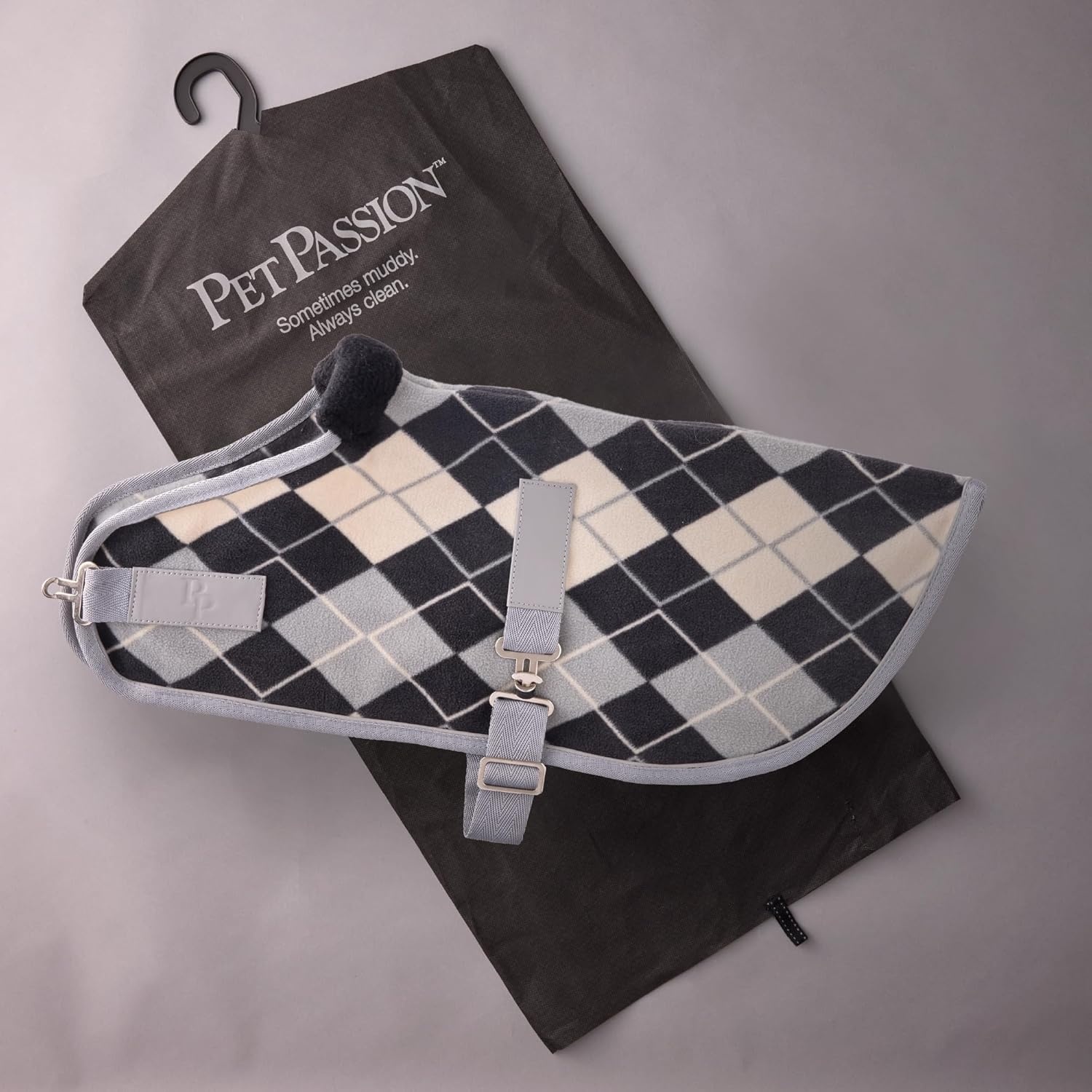 image:imagePet Passion Preston II The Polar Fleece Coat Recycled Polar Fleece Warm Dog Jacket for Cold Weather for Small Medium Large Dogs Black XLarge 5580 lbsGray Argyle