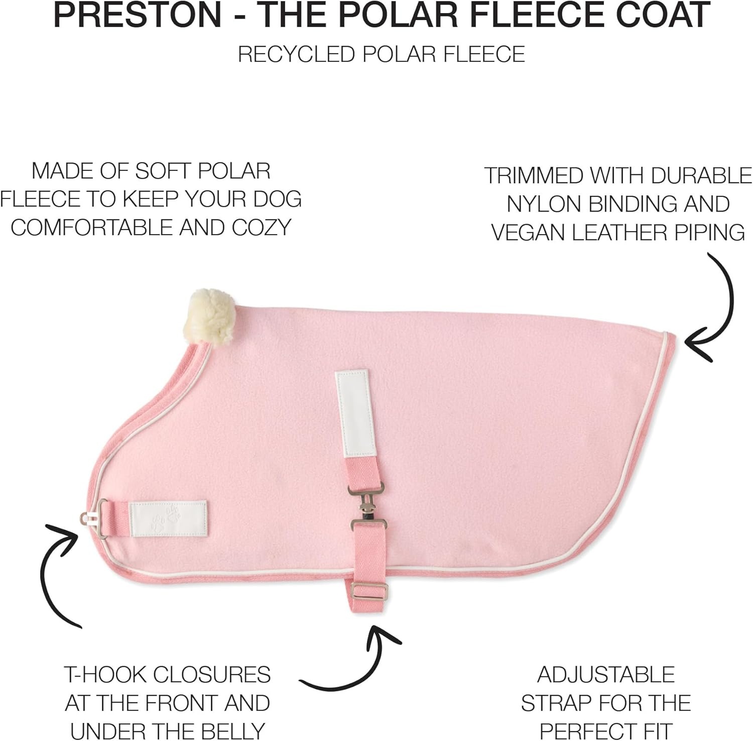 image:imagePet Passion Preston II The Polar Fleece Coat Recycled Polar Fleece Warm Dog Jacket for Cold Weather for Small Medium Large Dogs Black XLarge 5580 lbsPink