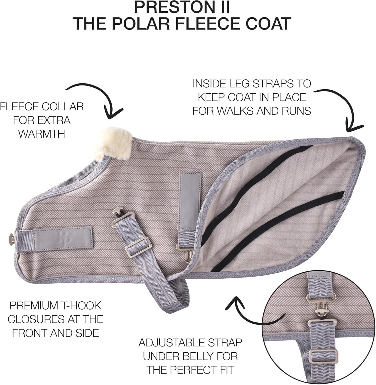 image:imagePet Passion Preston II The Polar Fleece Coat Recycled Polar Fleece Warm Dog Jacket for Cold Weather for Small Medium Large Dogs Black XLarge 5580 lbsDove Gray Herringbone