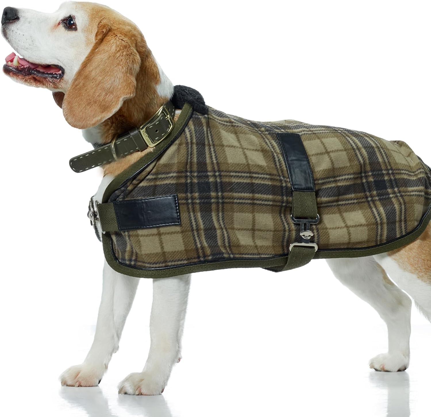 image:imagePet Passion Preston II The Polar Fleece Coat Recycled Polar Fleece Warm Dog Jacket for Cold Weather for Small Medium Large Dogs Black XLarge 5580 lbsOlive Chesterfield Plaid