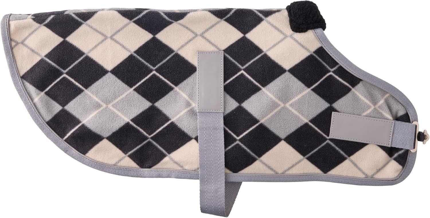 image:imagePet Passion Preston II The Polar Fleece Coat Recycled Polar Fleece Warm Dog Jacket for Cold Weather for Small Medium Large Dogs Black XLarge 5580 lbsGray Argyle