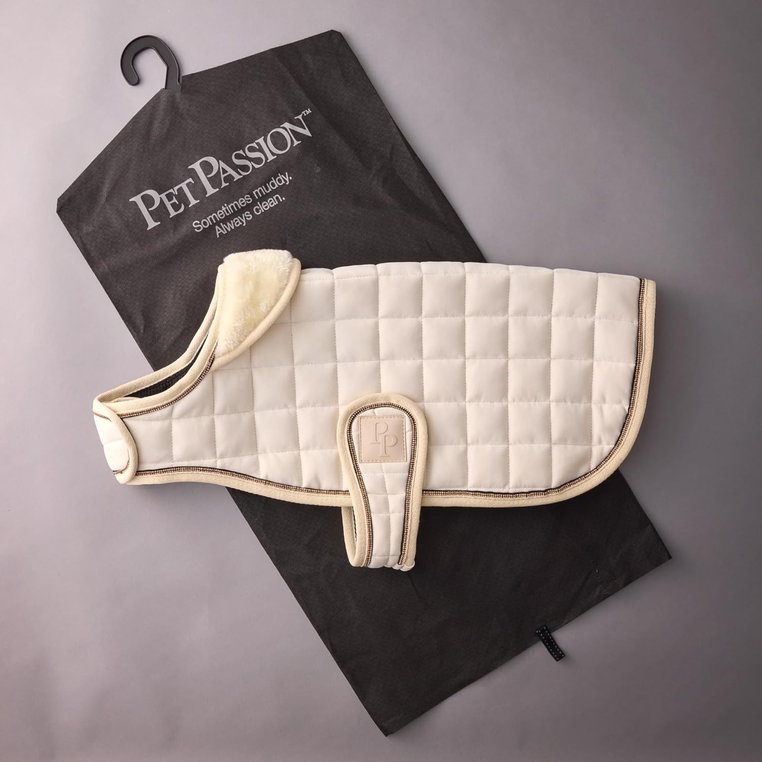 image:imagePet Passion Quilted Dog Coat Pet Jacket with Crystal Bling for Small Medium and Large Dogs Black LargeAlabaster