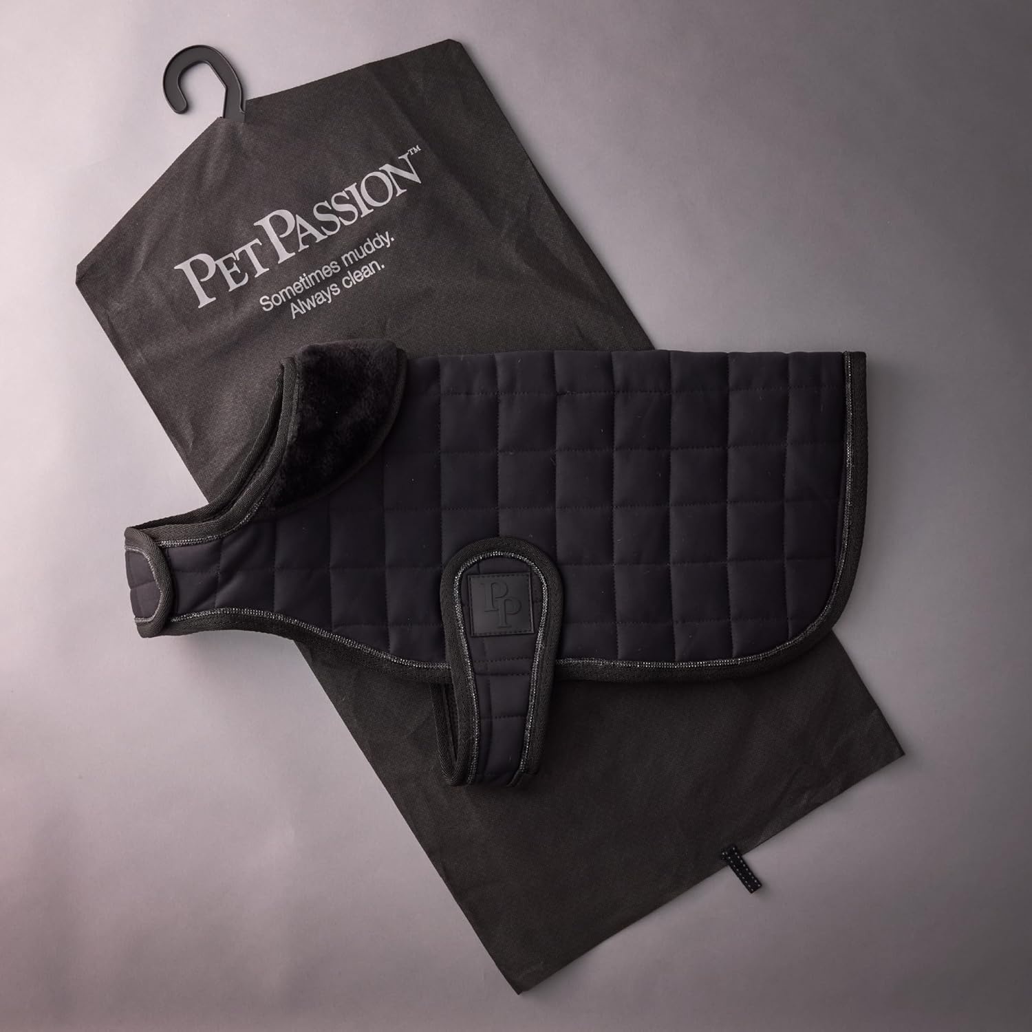 image:imagePet Passion Quilted Dog Coat Pet Jacket with Crystal Bling for Small Medium and Large Dogs Black LargeBlack Bling