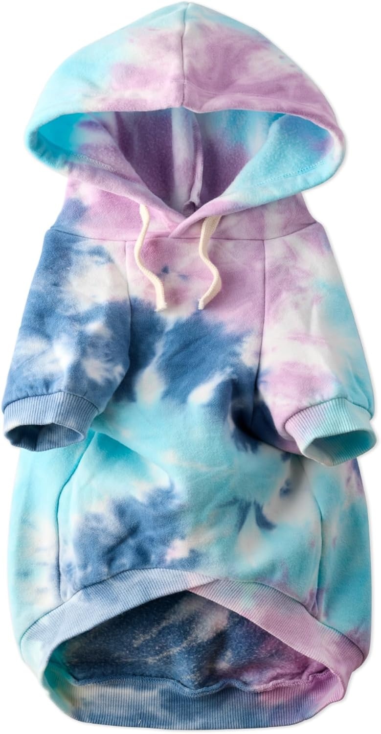image:imagePet Passion Rocky II The Extra Comfy Hoodie Organic Cotton and Recycled Poly Dog Hoodie Pet Coat Sweater for Small Medium Large Dogs Black Sand Plaid SmallPurple Tie Dye