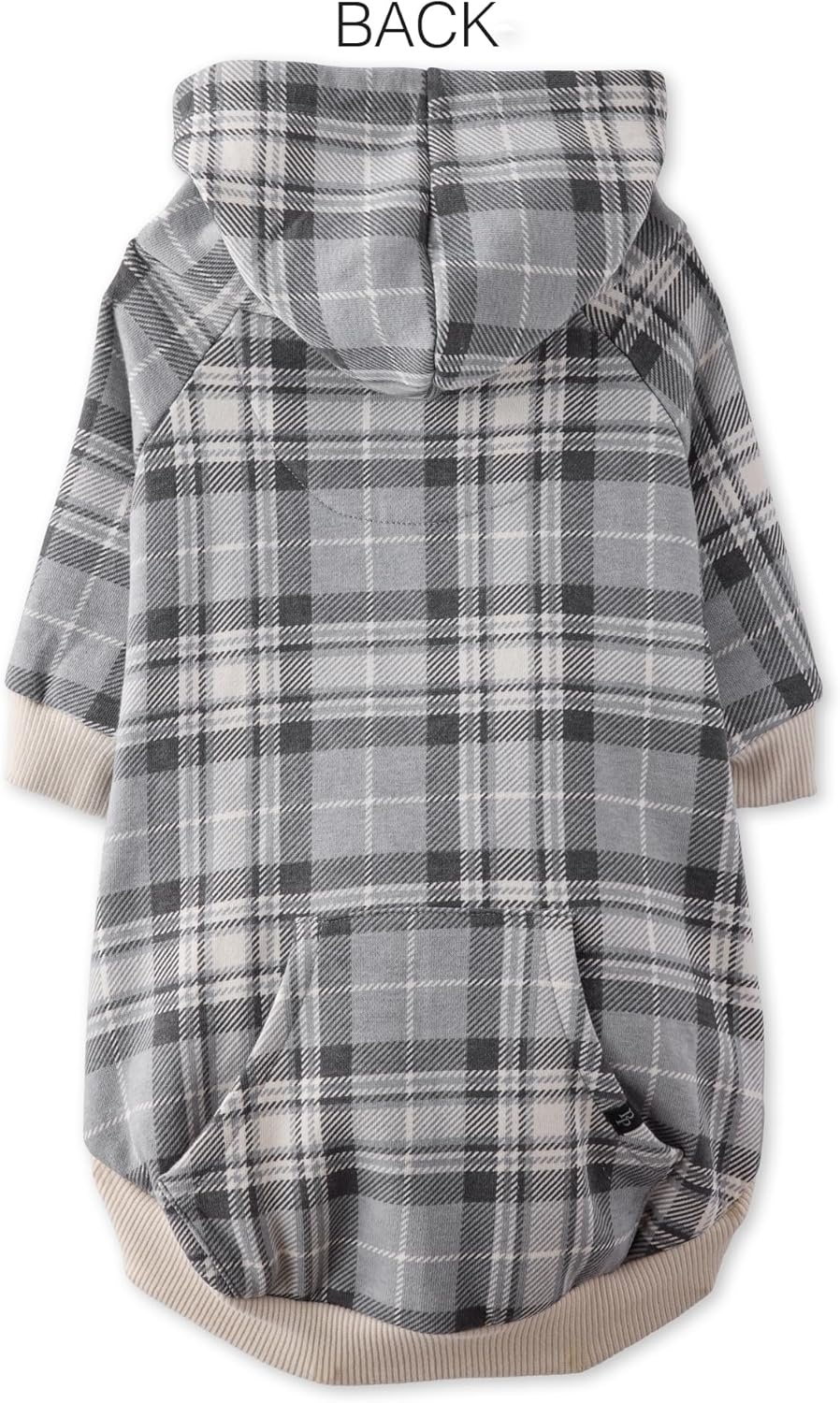 image:imagePet Passion Rocky II The Extra Comfy Hoodie Organic Cotton and Recycled Poly Dog Hoodie Pet Coat Sweater for Small Medium Large Dogs Black Sand Plaid SmallGray Chesterfield Plaid