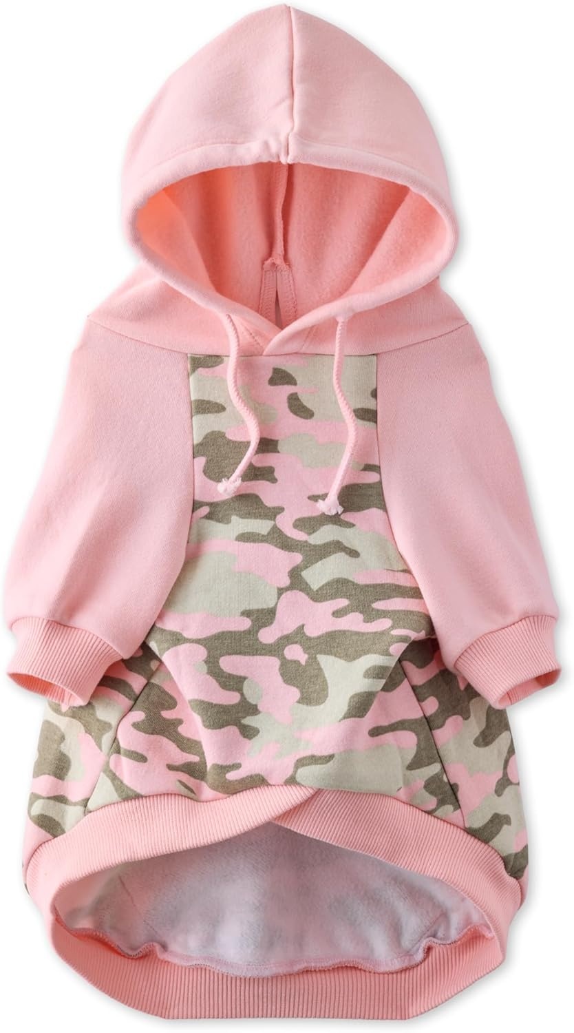 image:imagePet Passion Rocky II The Extra Comfy Hoodie Organic Cotton and Recycled Poly Dog Hoodie Pet Coat Sweater for Small Medium Large Dogs Black Sand Plaid SmallPink Half Camo