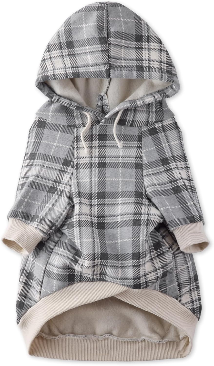 image:imagePet Passion Rocky II The Extra Comfy Hoodie Organic Cotton and Recycled Poly Dog Hoodie Pet Coat Sweater for Small Medium Large Dogs Black Sand Plaid SmallGray Chesterfield Plaid