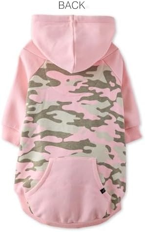image:imagePet Passion Rocky II The Extra Comfy Hoodie Organic Cotton and Recycled Poly Dog Hoodie Pet Coat Sweater for Small Medium Large Dogs Black Sand Plaid SmallPink Half Camo