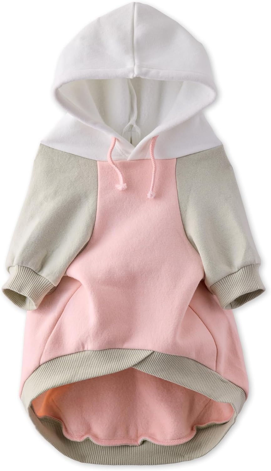 image:imagePet Passion Rocky II The Extra Comfy Hoodie Organic Cotton and Recycled Poly Dog Hoodie Pet Coat Sweater for Small Medium Large Dogs Black Sand Plaid SmallPink Color Block