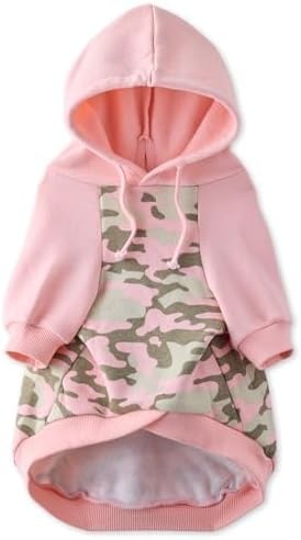 image:imagePet Passion Rocky II The Extra Comfy Hoodie Organic Cotton and Recycled Poly Dog Hoodie Pet Coat Sweater for Small Medium Large Dogs Black Sand Plaid SmallPink Half Camo
