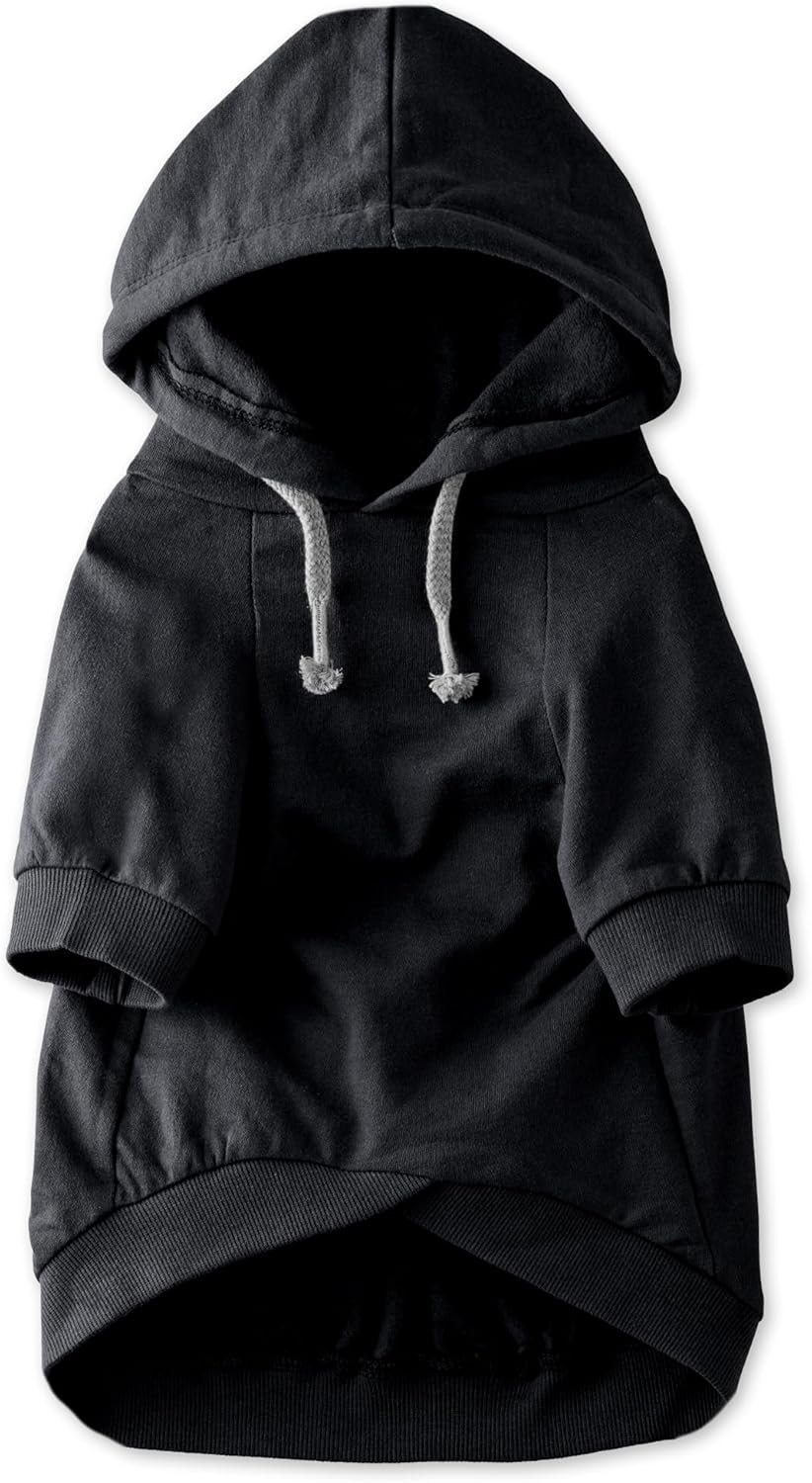 image:imagePet Passion Rocky II The Extra Comfy Hoodie Organic Cotton and Recycled Poly Dog Hoodie Pet Coat Sweater for Small Medium Large Dogs Black Sand Plaid SmallBlack