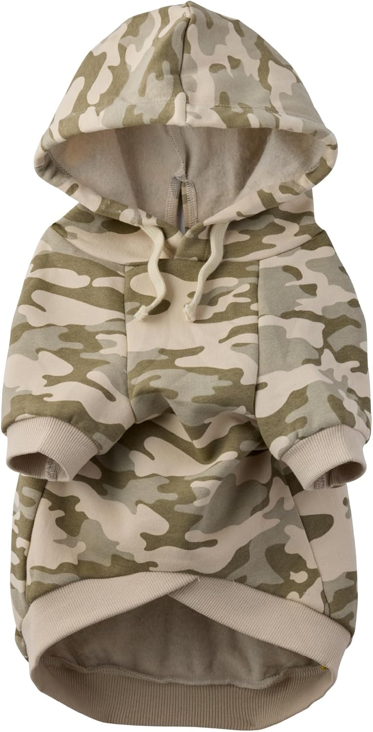 image:imagePet Passion Rocky II The Extra Comfy Hoodie Organic Cotton and Recycled Poly Dog Hoodie Pet Coat Sweater for Small Medium Large Dogs Black Sand Plaid SmallSage Camo