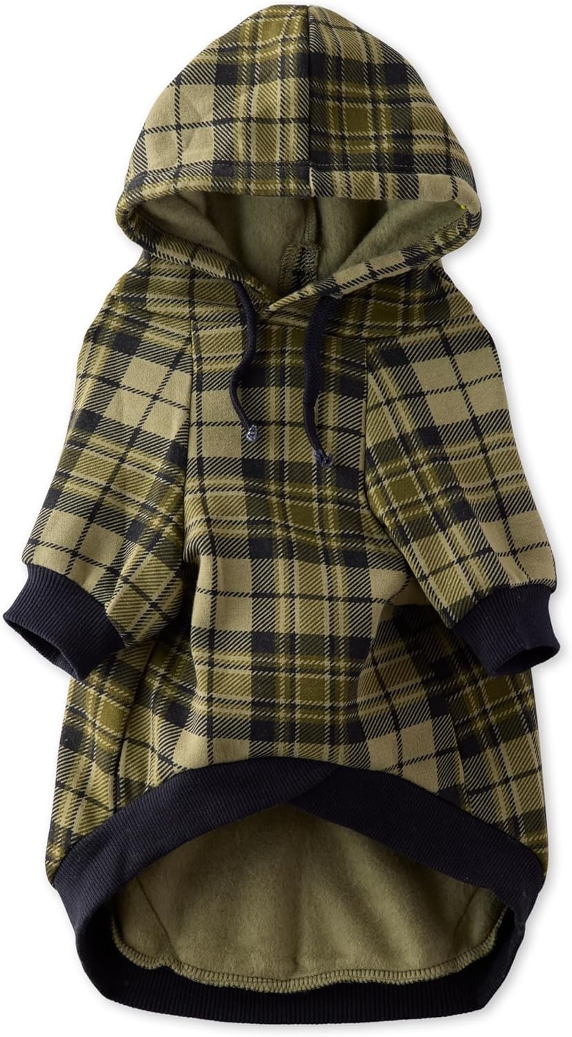 image:imagePet Passion Rocky II The Extra Comfy Hoodie Organic Cotton and Recycled Poly Dog Hoodie Pet Coat Sweater for Small Medium Large Dogs Black Sand Plaid SmallOlive Chesterfield Plaid