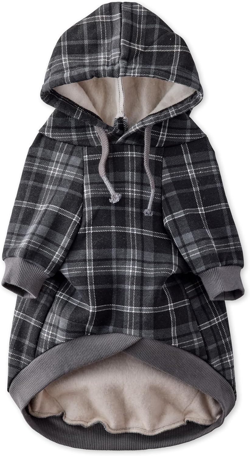 image:imagePet Passion Rocky II The Extra Comfy Hoodie Organic Cotton and Recycled Poly Dog Hoodie Pet Coat Sweater for Small Medium Large Dogs Black Sand Plaid SmallBlack Sand Plaid