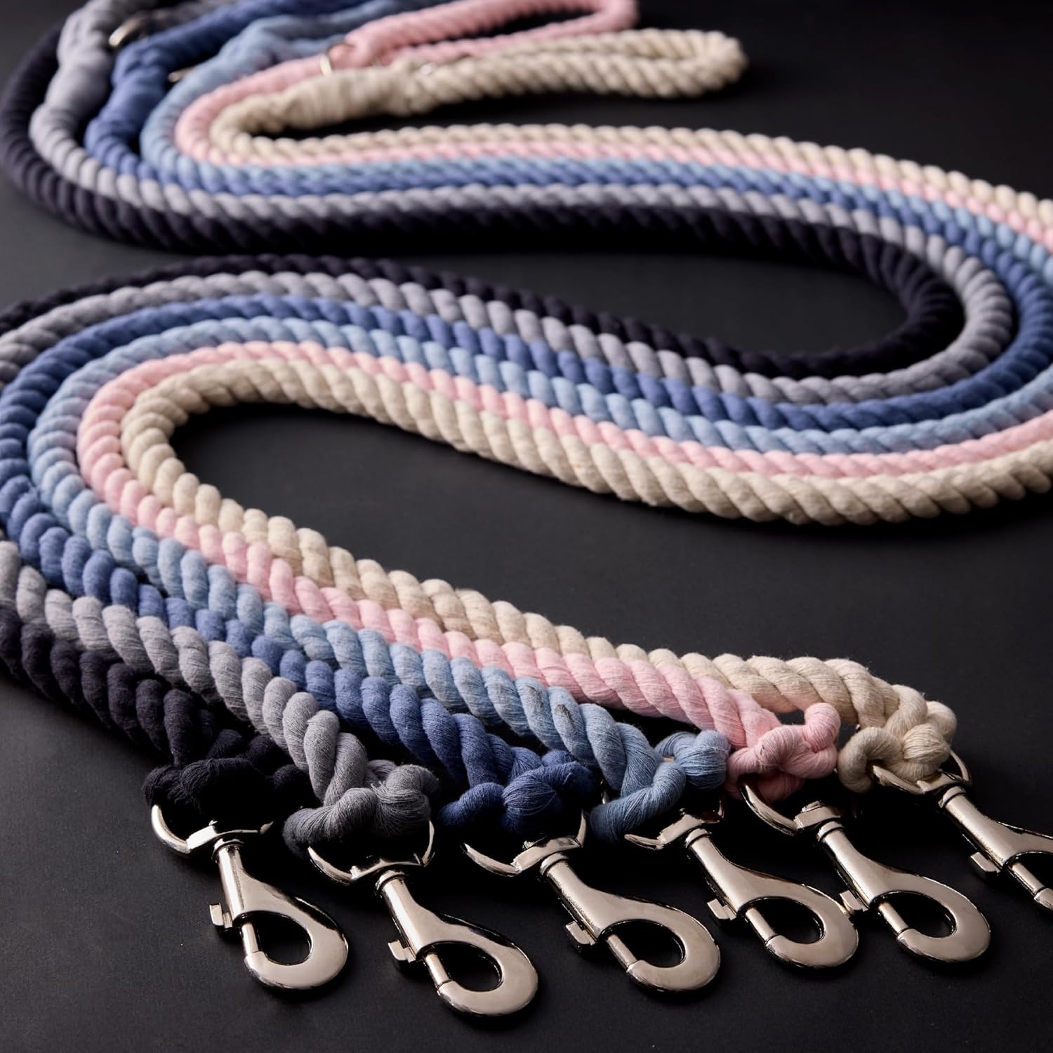 image:imagePet Passion Tucker II The Heavy Duty 6 ft Twisted Rope Cotton Durable Leashes Dogs Black One SizeIvory