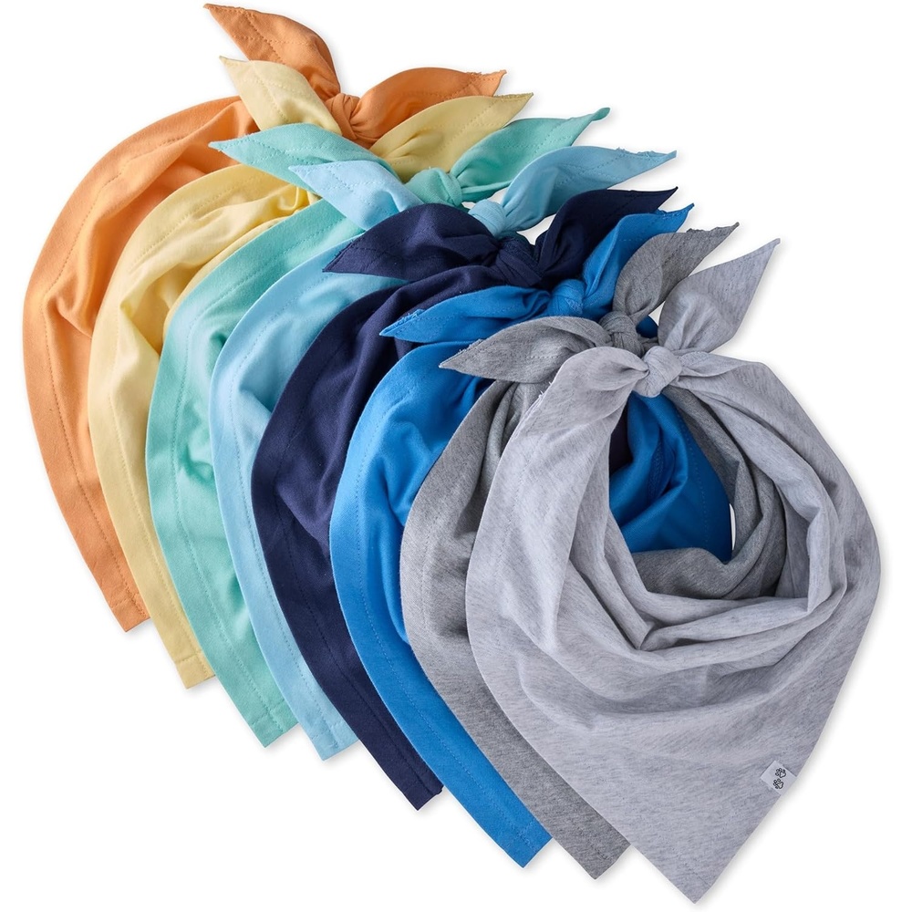image:imagePet Passion Bandit THE PET Bandana 8 Pack 100 Organic Cotton Pet Bandanas Clothes for Small Medium Large Dogs Rainbow Pink XSmallSmallRainbow Blues