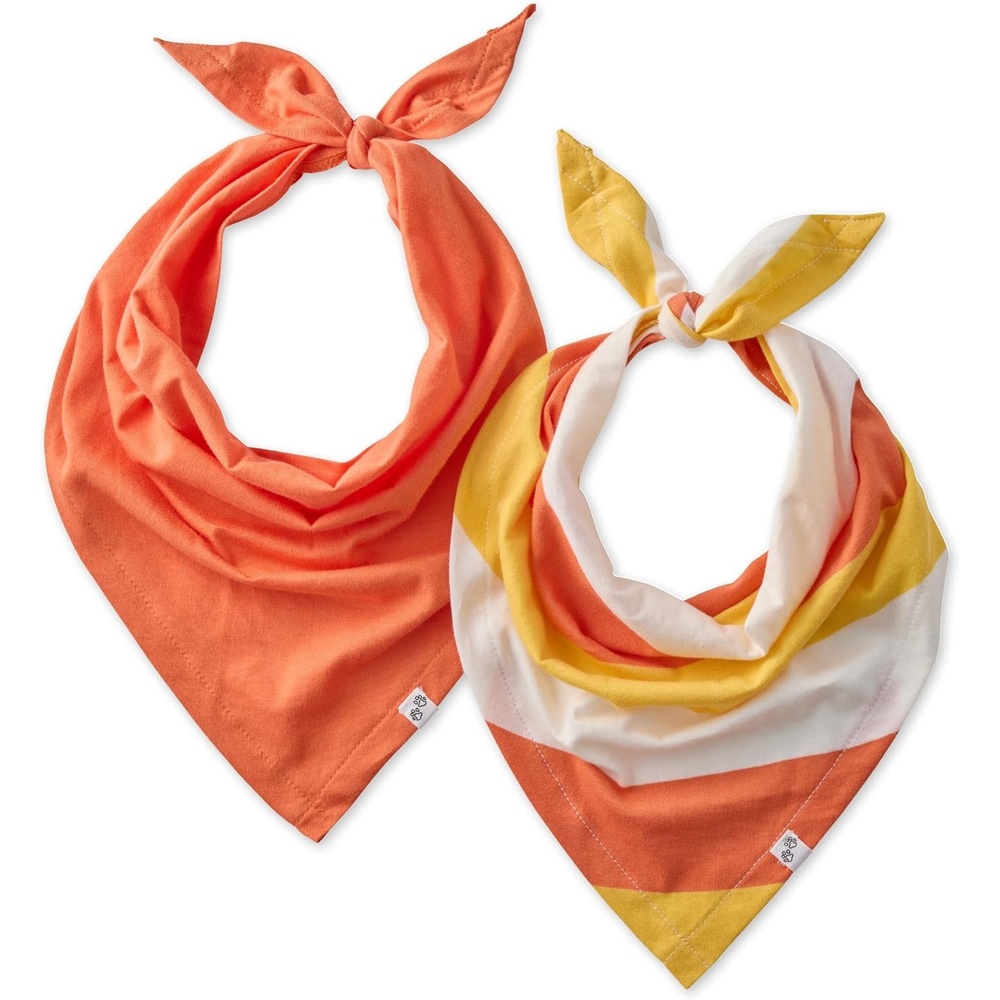 image:imagePet Passion Bandit The PET Bandana 100 Organic Cotton Pet Bandanas Clothes for Small Medium Large Dogs 2Pack Candy Corn XSmallSmall2Pack Candy Corn