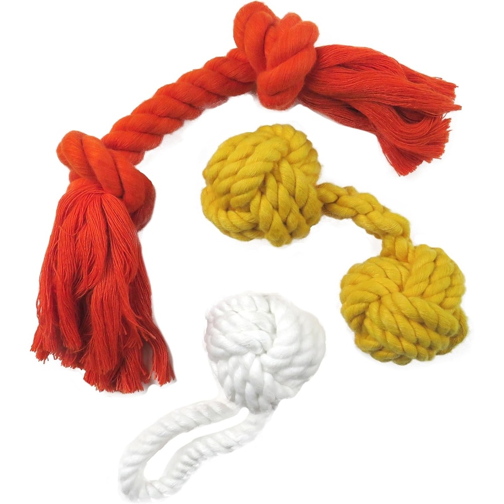 image:imagePet Passion Brady The Rope Tug Toy 3Pack Organic Cotton Dog Rope Pull Toys for All Pet Breeds Black Ombre One SizeHalloween