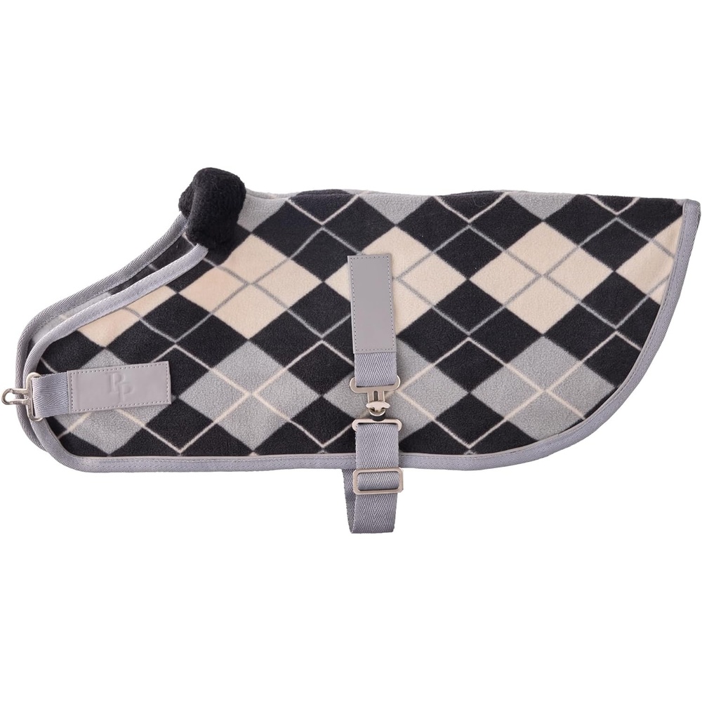 image:imagePet Passion Preston II The Polar Fleece Coat Recycled Polar Fleece Warm Dog Jacket for Cold Weather for Small Medium Large Dogs Black XLarge 5580 lbsGray Argyle