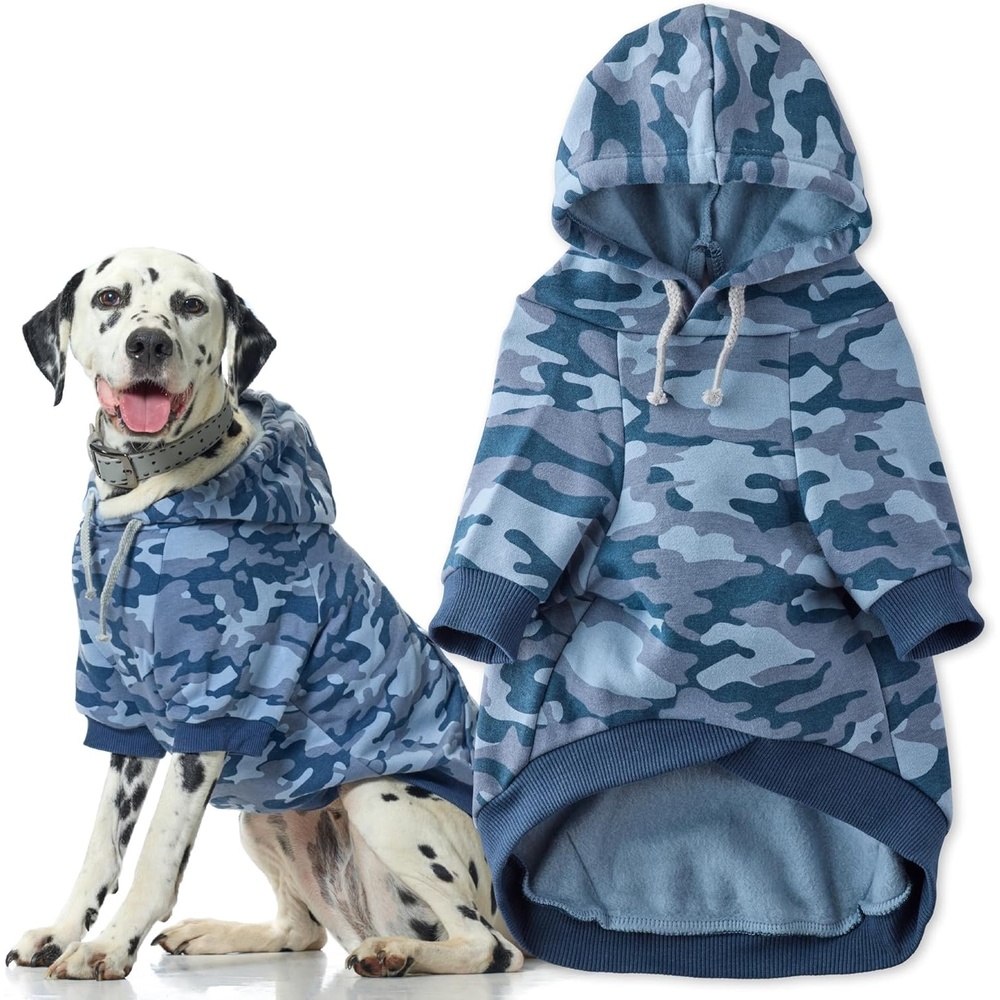 image:imagePet Passion Rocky II The Extra Comfy Hoodie Organic Cotton and Recycled Poly Dog Hoodie Pet Coat Sweater for Small Medium Large Dogs Black Sand Plaid SmallNavy Camo
