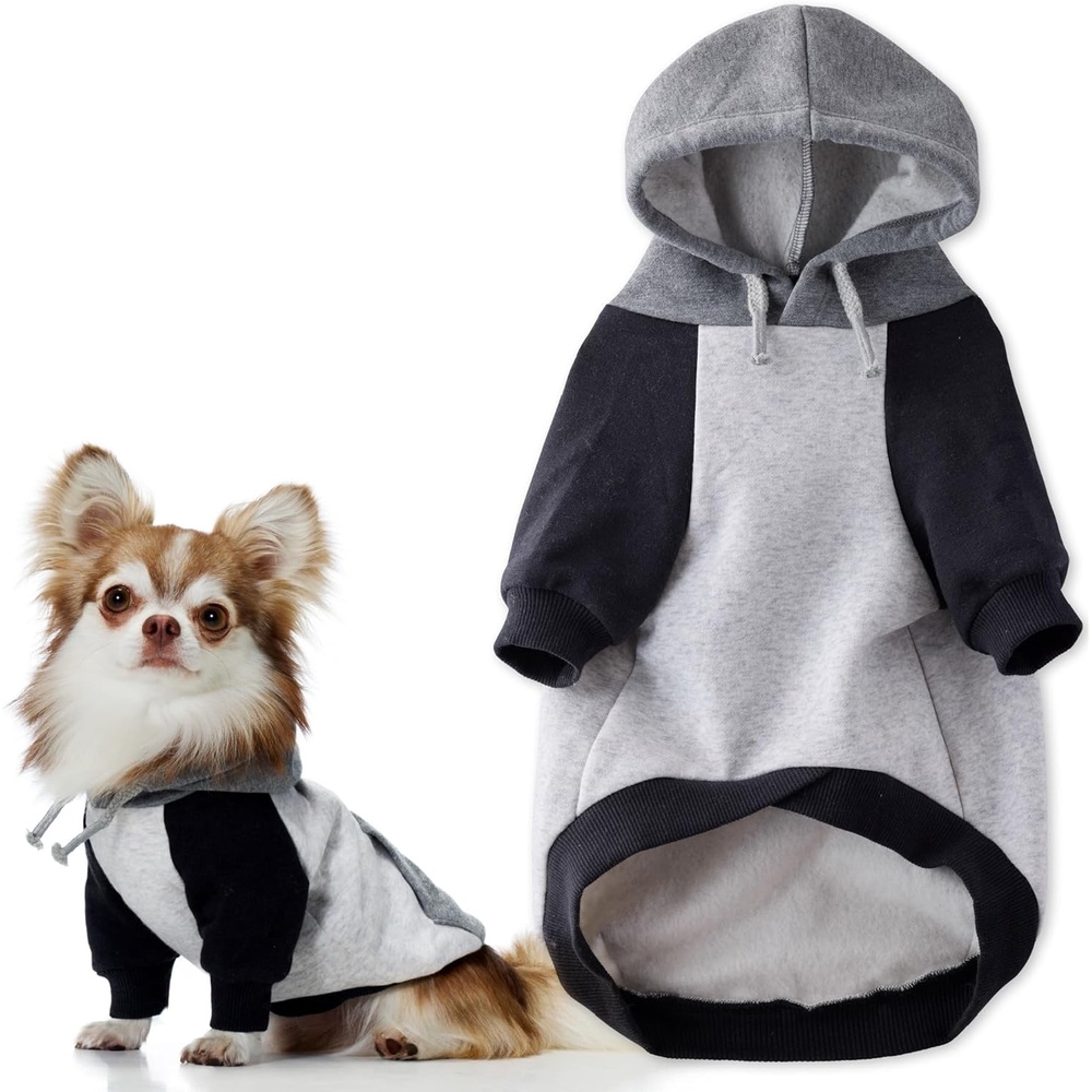 image:imagePet Passion Rocky II The Extra Comfy Hoodie Organic Cotton and Recycled Poly Dog Hoodie Pet Coat Sweater for Small Medium Large Dogs Black Sand Plaid SmallHeather Gray Color Block