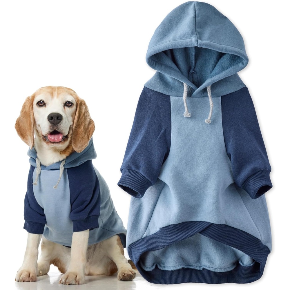 image:imagePet Passion Rocky II The Extra Comfy Hoodie Organic Cotton and Recycled Poly Dog Hoodie Pet Coat Sweater for Small Medium Large Dogs Black Sand Plaid SmallNavy Color Block