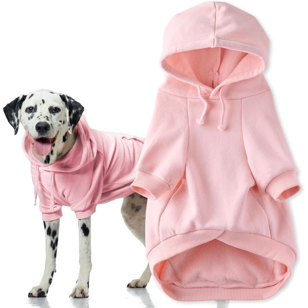 image:imagePet Passion Rocky II The Extra Comfy Hoodie Organic Cotton and Recycled Poly Dog Hoodie Pet Coat Sweater for Small Medium Large Dogs Black Sand Plaid SmallPink