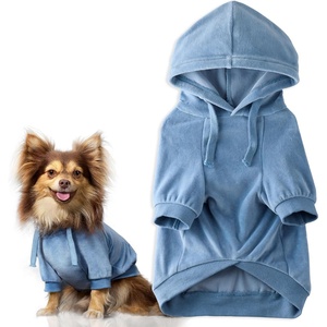 image:imagePet Passion Cooper II Organic Cotton Velour Dog Hoodie Pet Coat for Small Medium and Large Dogs Black XXSmall 47 lbsFaded Denim