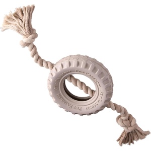 image:imagePet Passion Natural Rubber Tire and Organic Cotton Rope Pull and Chew Dog Toy for All Pet Breeds Black LargeAlmond Milk