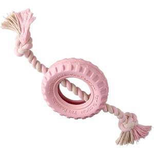 image:imagePet Passion Natural Rubber Tire and Organic Cotton Rope Pull and Chew Dog Toy for All Pet Breeds Black LargeBlush