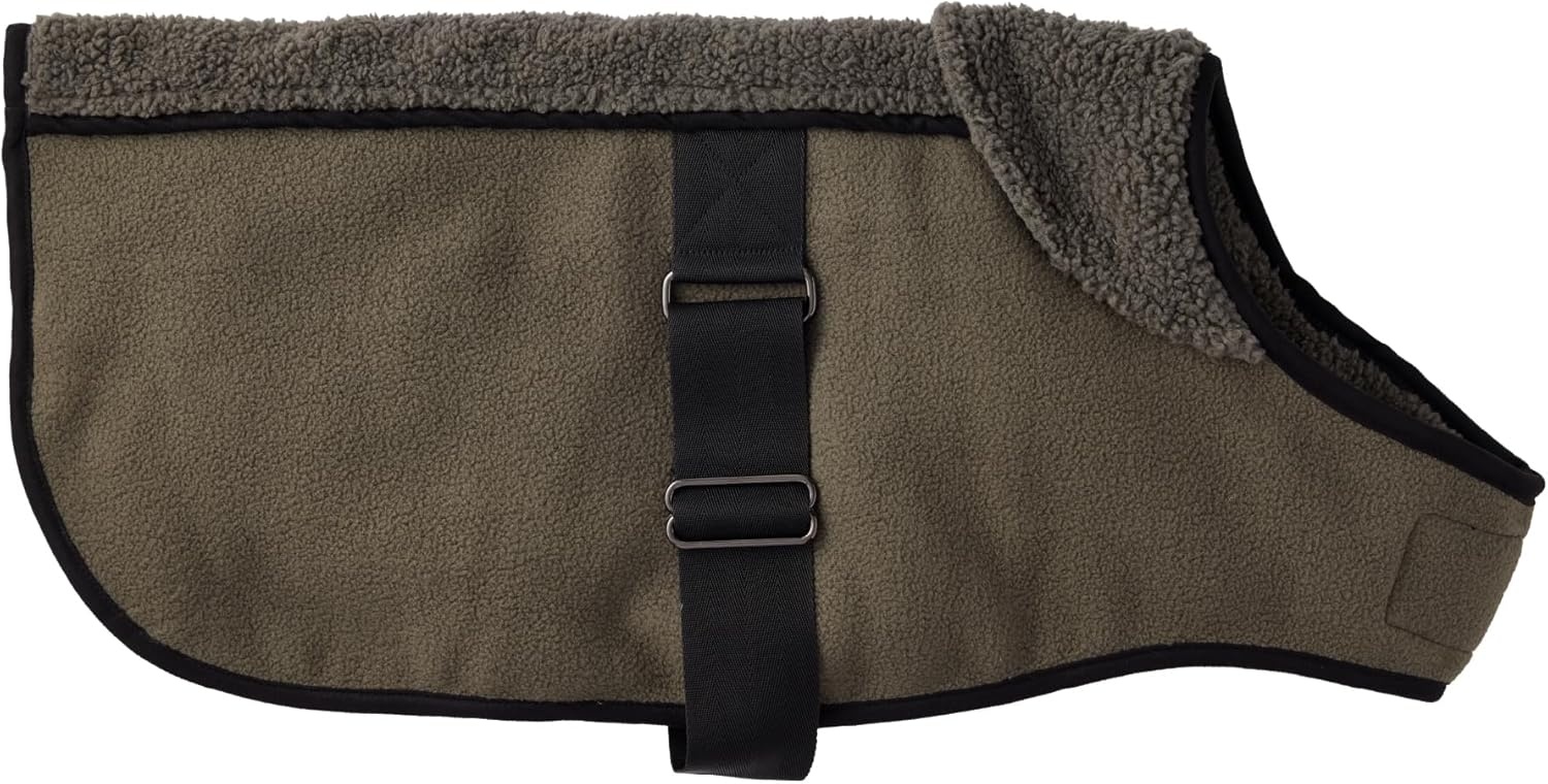 image:imagePet Passion Aspen The Cozy Sherpa Vegan Shearling Pet Jacket Sweater for Small Medium and Large Dogs Olive Large 4060 lbsOlive