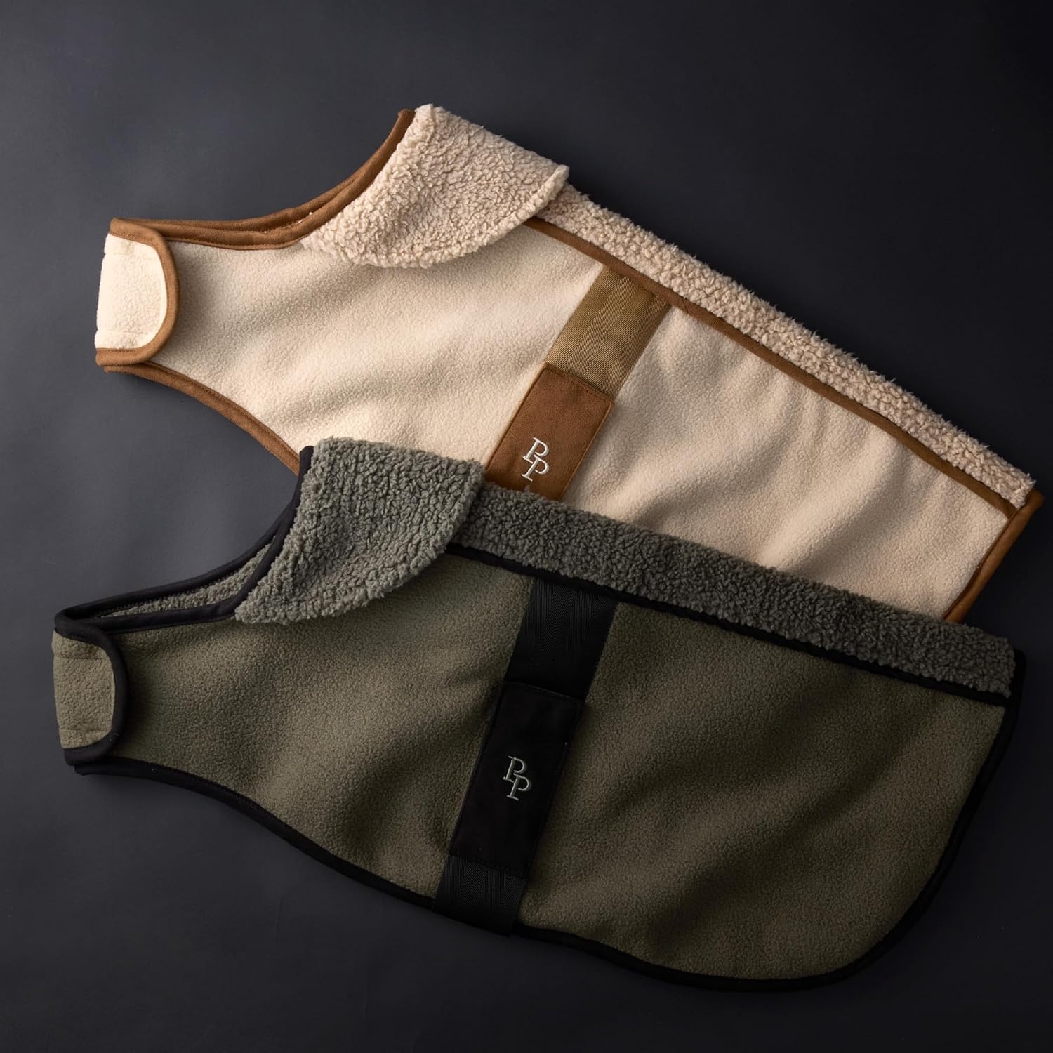 image:imagePet Passion Aspen The Cozy Sherpa Vegan Shearling Pet Jacket Sweater for Small Medium and Large Dogs Olive Large 4060 lbsOlive