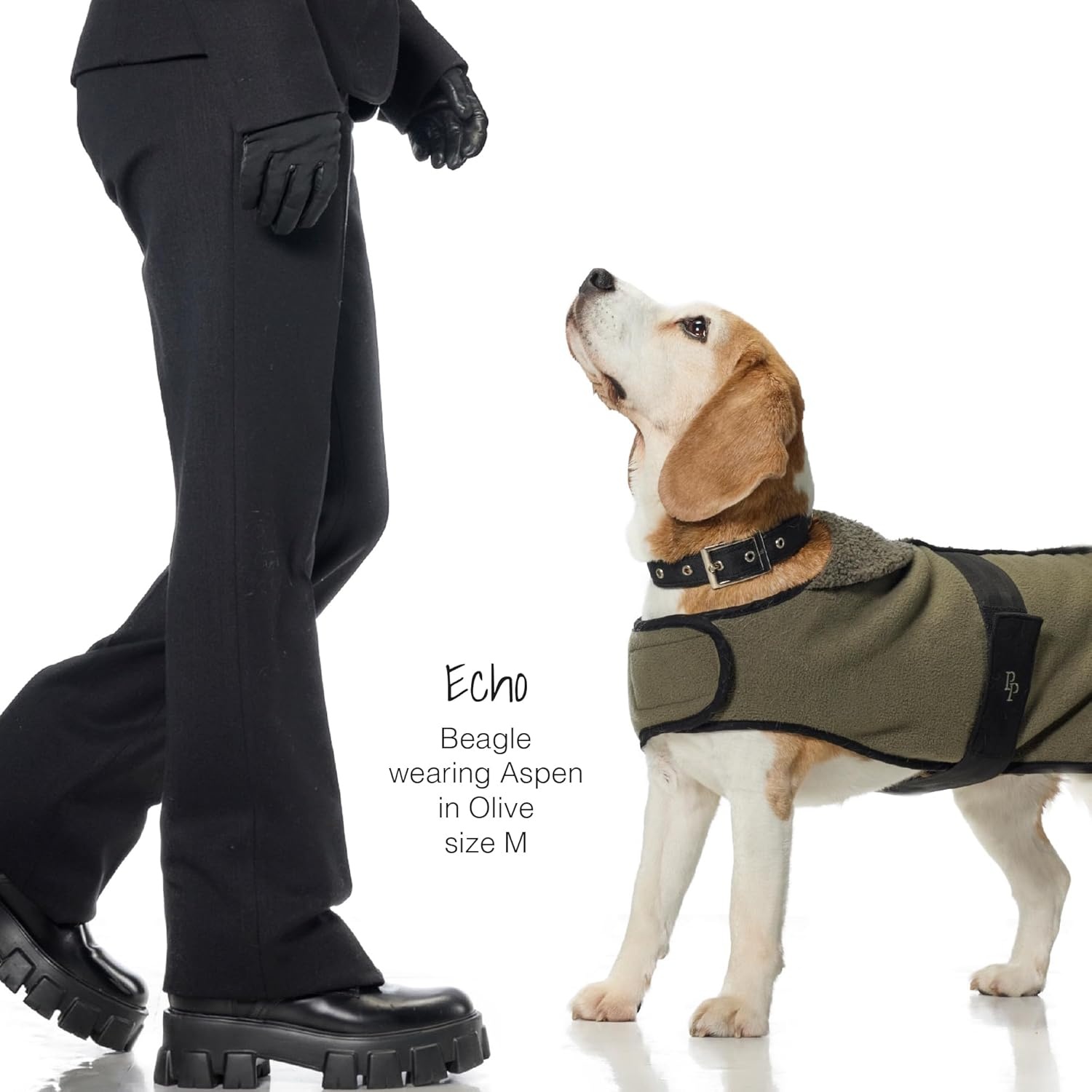 image:imagePet Passion Aspen The Cozy Sherpa Vegan Shearling Pet Jacket Sweater for Small Medium and Large Dogs Olive Large 4060 lbsOlive