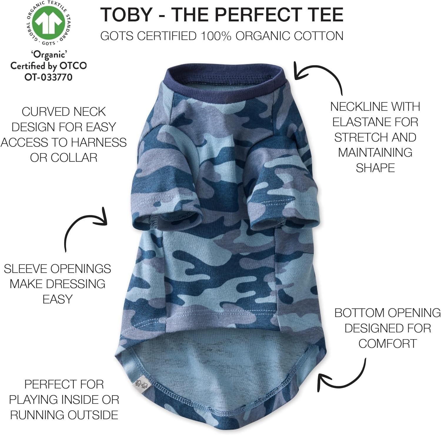 image:imagePet Passion Toby 3Pack 100 Organic Cotton Dog Short Sleeve TShirt Pet Tees for All Breeds Gray Ombre XSmall 512 lbsNavy Camo